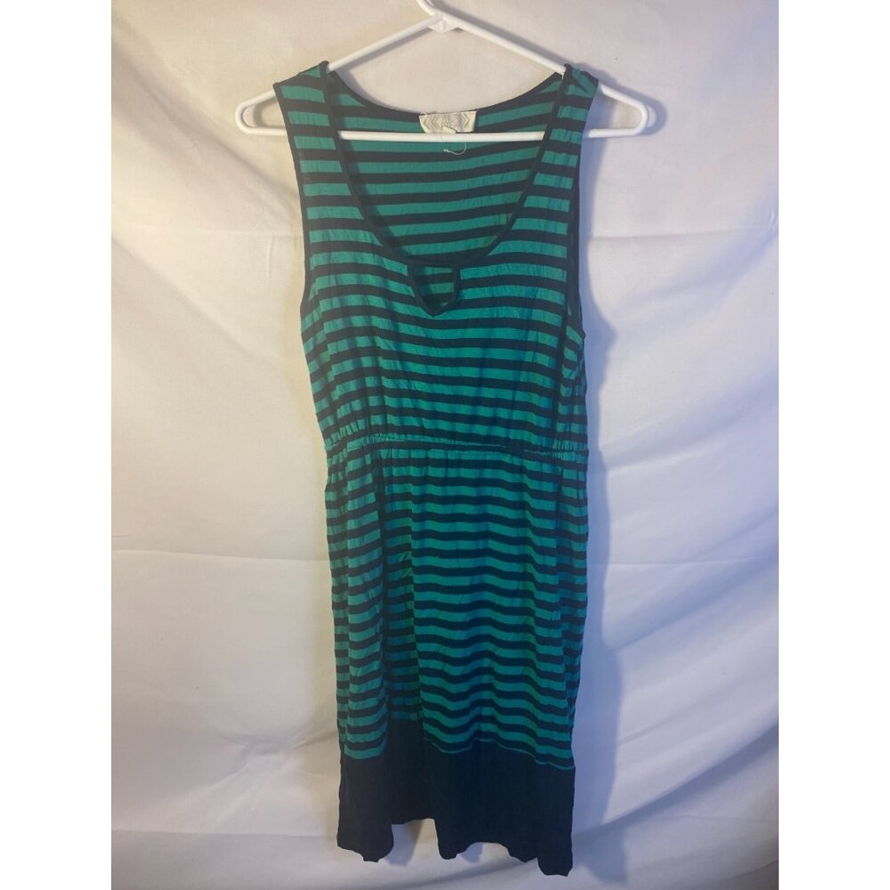 Pink Rose Women’s Nautical Petite Medium PM Green Stripe Sundress Dress M Sporty